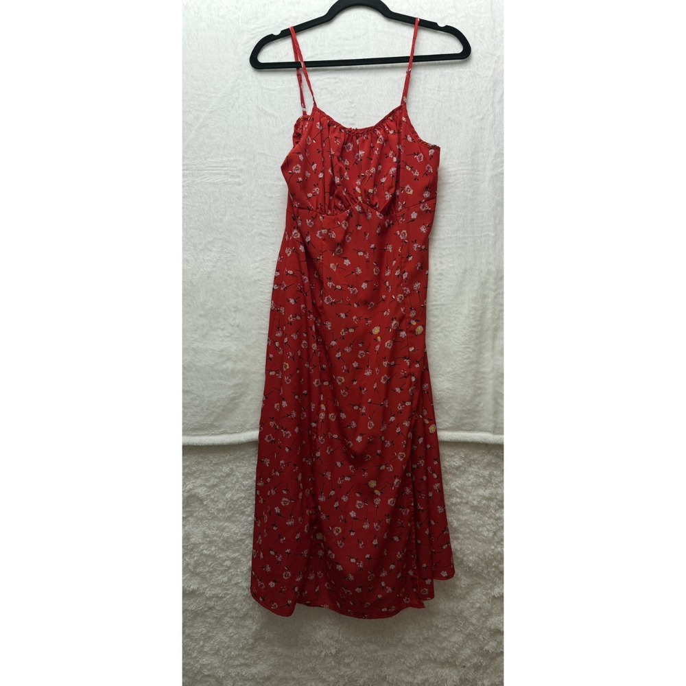 SHEIN Maxi Dress Red Floral Summer Beach Spaghetti Strap‎ XL
